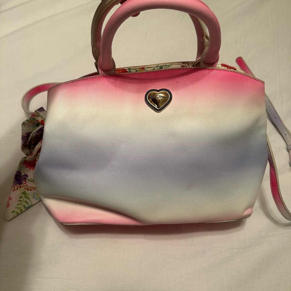 Betsey Johnson Gigi Triple Entry Scarf Rainbow Faux Leather Bag